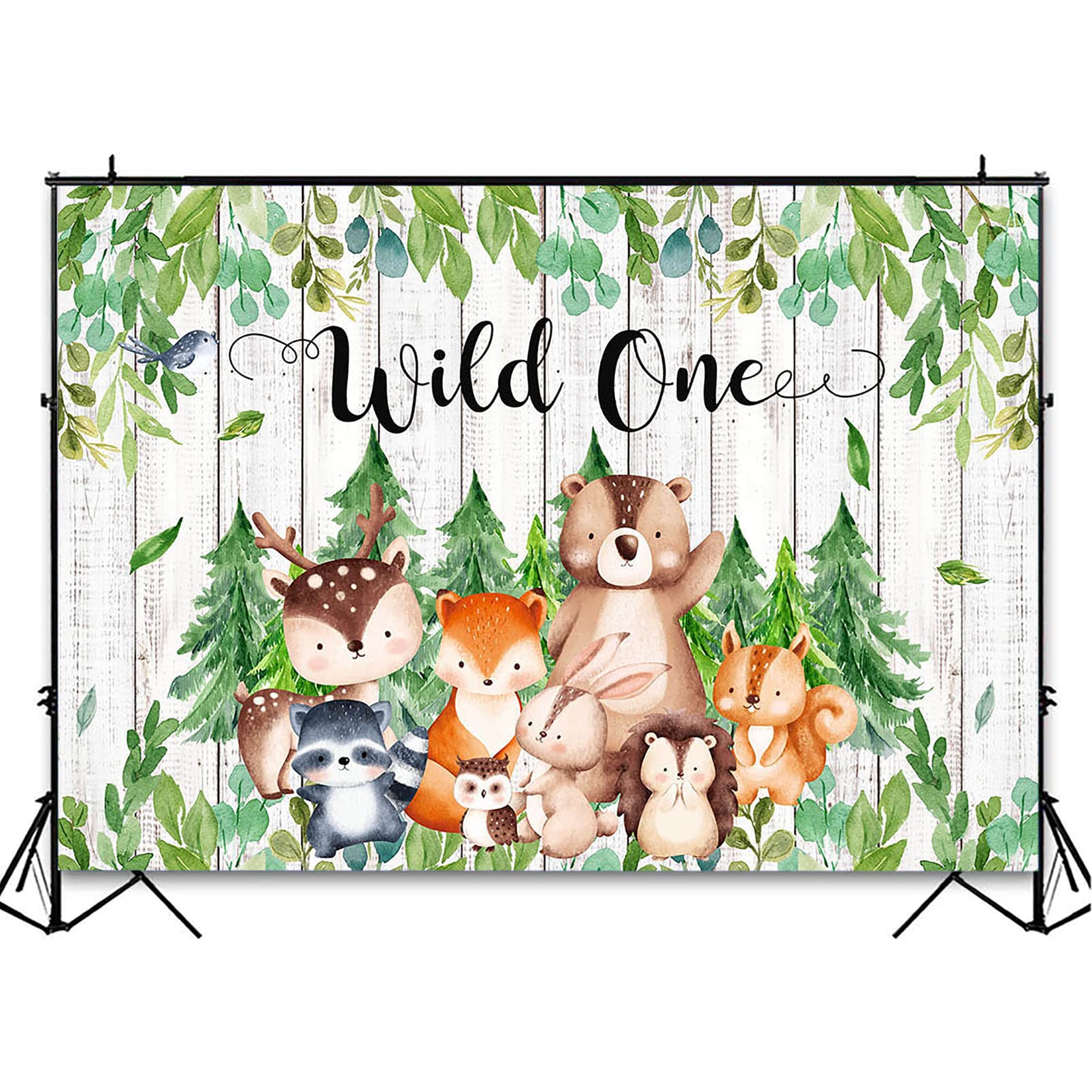 Avezano Toile de fond « One Happy Camper » - Décoration de fête d'anniversaire pour garçon - Aventure dans la forêt - Premier anniversaire - Bannière de séance photo (2,1 x 1,5 m