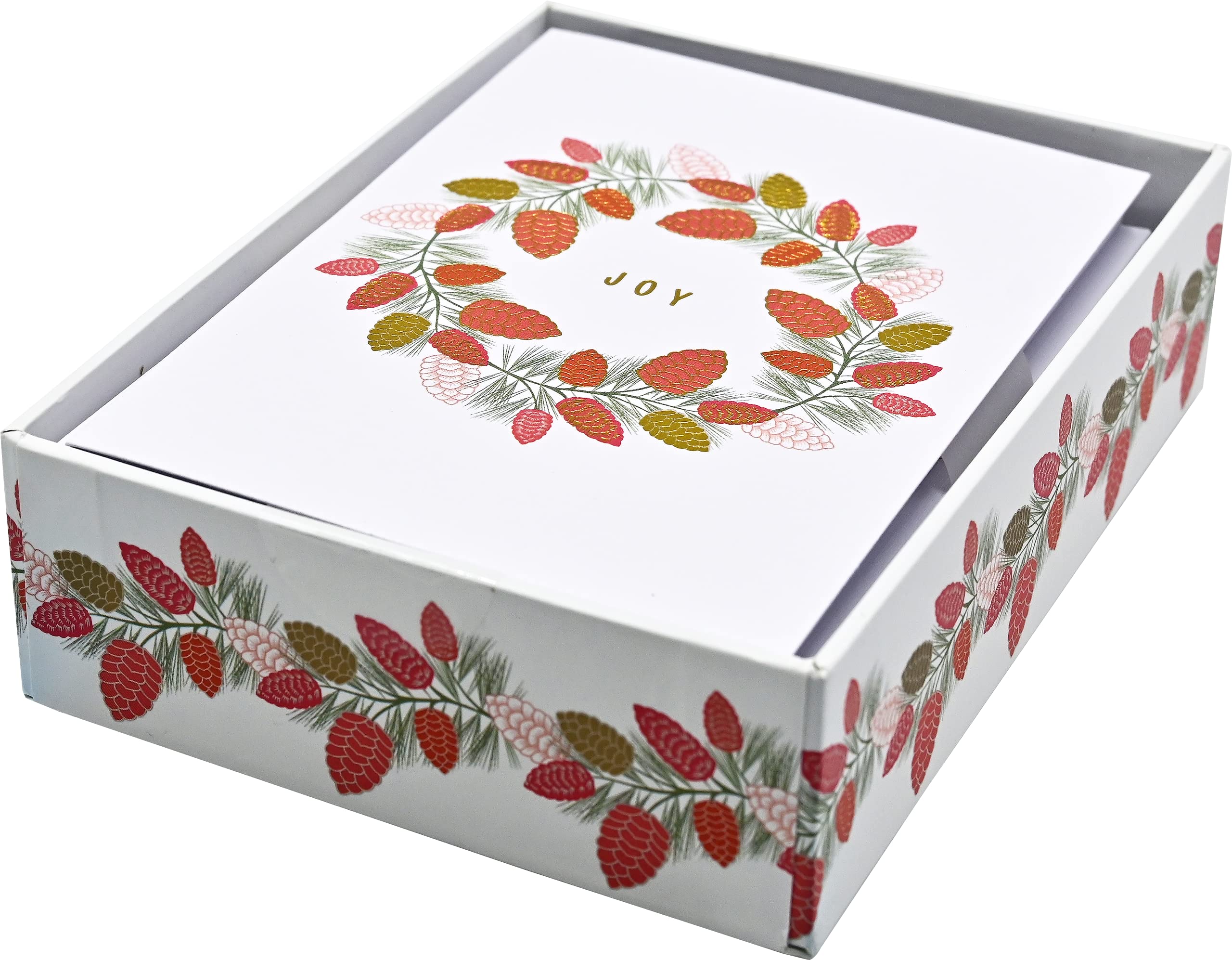 Boughs of Joy Small Boxed Holiday Cards (20 cards, 21 self-sealing envelopes), white, 3-1/2 x 5 inch - Image 4