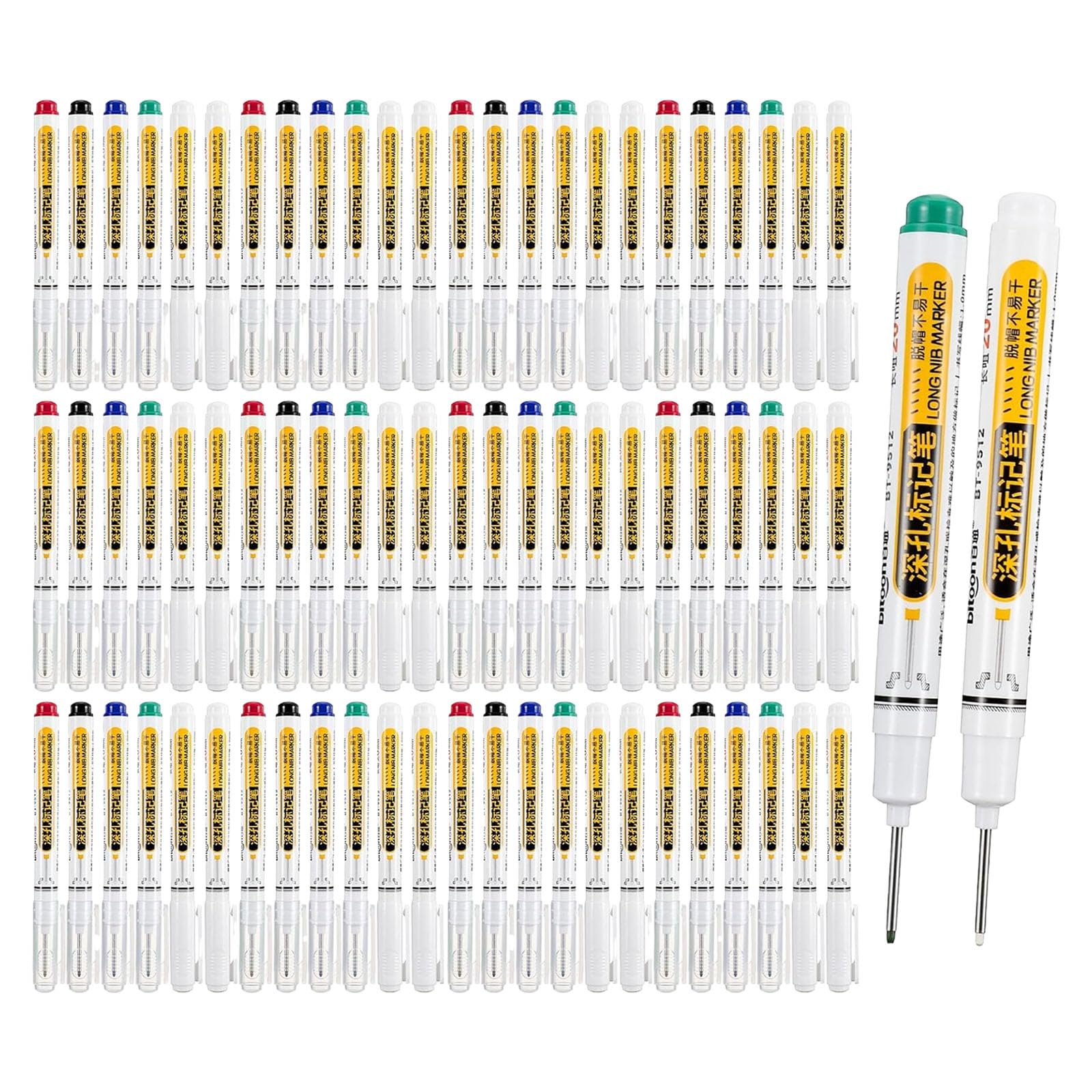 Msioytog 75 Pack Long Tip Hole Marker Pen for Accurate Drilling Marks on Surfaces Enhancing Efficiency Accuracy Poles Marking Pen