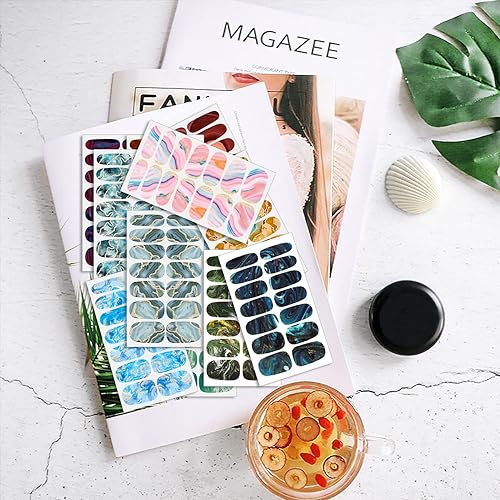 Miniatura 5 de DANNEASY 12 hojas de envolturas de uñas con estampado de mármol para mujer tiras de esmalte de uñas autoadhesivas calcomanías de gel para uñas de