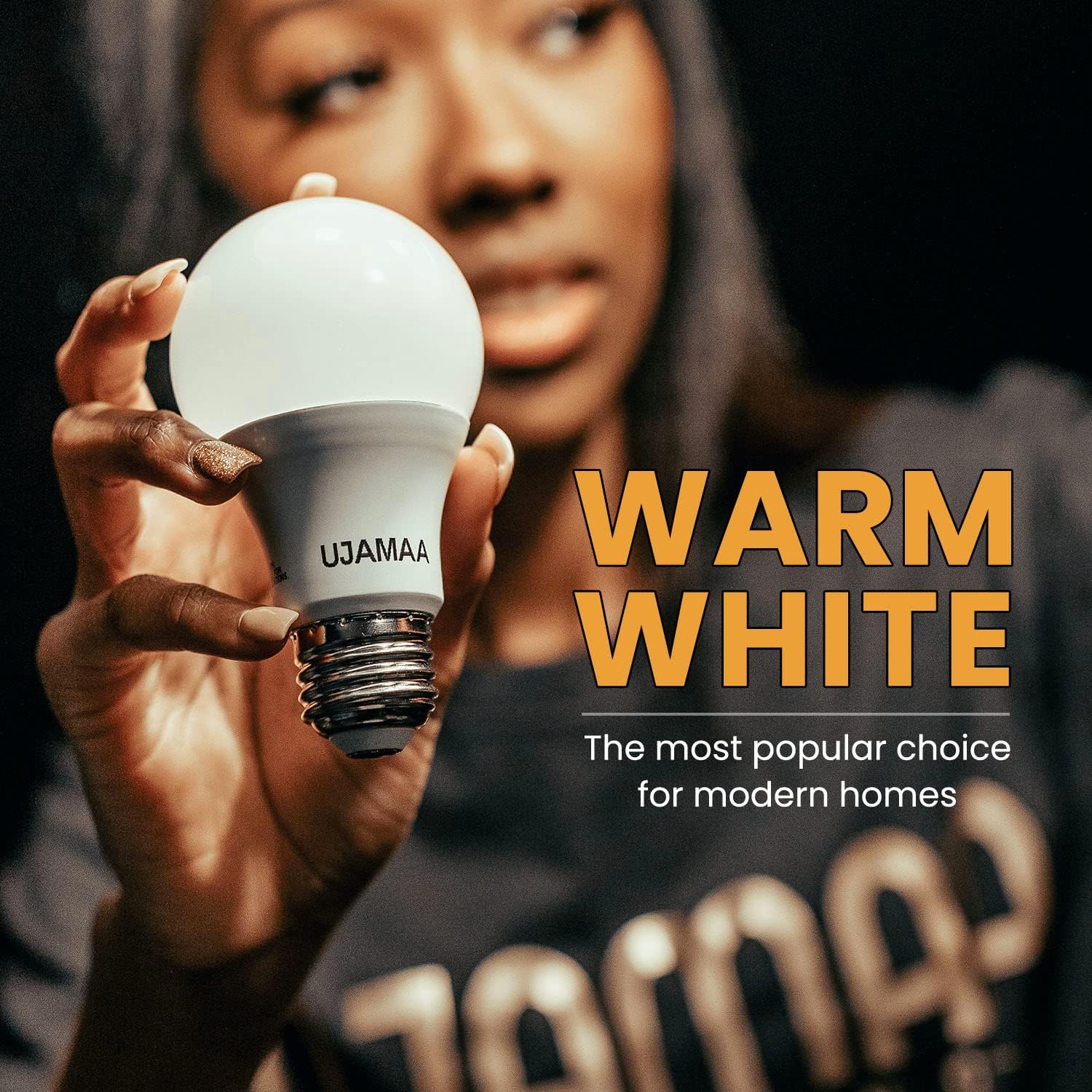 Ujamaa Lighting A19 LED, 60w Equivalent, 9w Efficient, 14 Year, 800 Lumens, Non-Dimmable, 3000K, Warm Light Bulb - 4 Pack