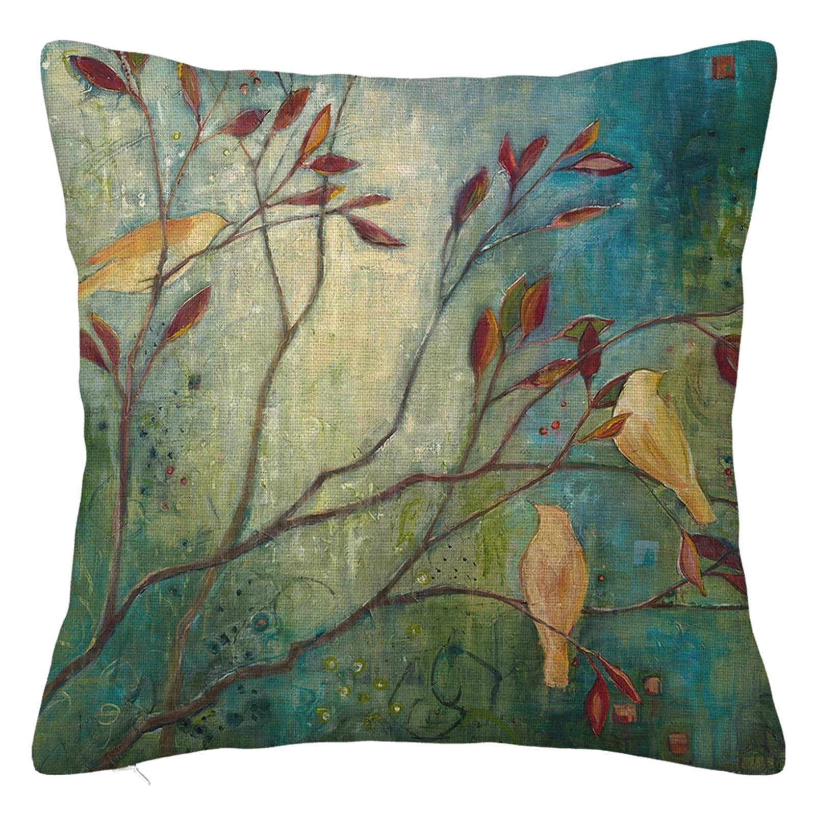 SHBHWS Branch Bird Flower Linen Pillowcase Sofa Cushion Cover Home Decoration 40x40 50x50 60x60 45x45 For Living Room Sofa(Color 5,450mm*450mm)