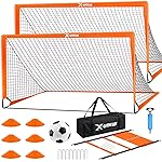 Kids Soccer Goals for Backyard Set of 2, 4 x 3 ft/6 x 4 Toddler Soccer Goal Training Equipment with Soccer Ball, Cones, Pop Up Soccer Net for Kids Age 3-5 4-6 6-8 8-12 10-12 Outdoor Games Sports Gifts