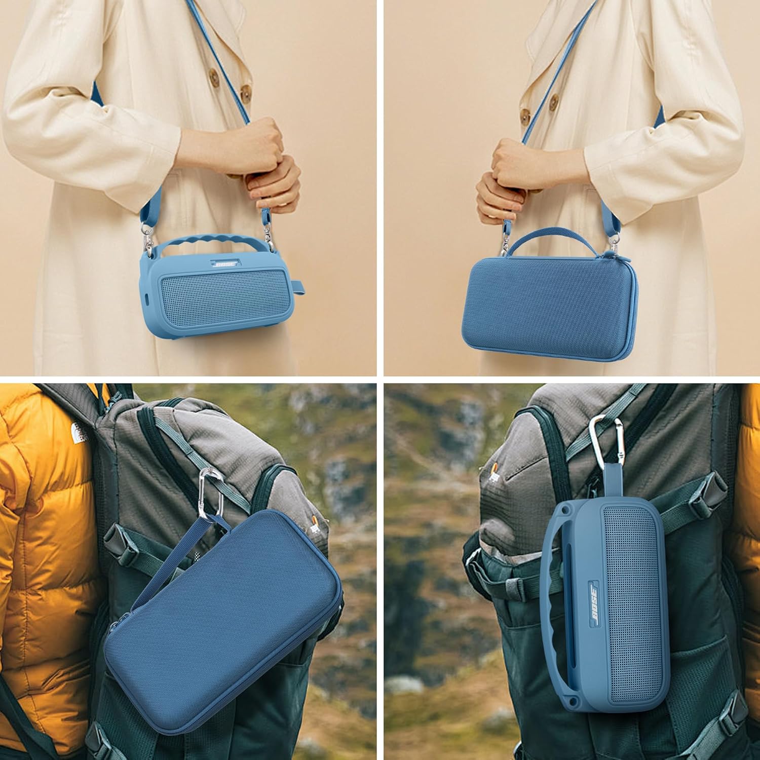 co2CREA Hard Case and Silicone Case Replacement for Bose New SoundLink Flex 2nd Gen/Bose SoundLink Flex Bluetooth Portable Speaker, Protective Case with Carabiner and Shoulder Strap (Blue Dusk Case) - Image 5