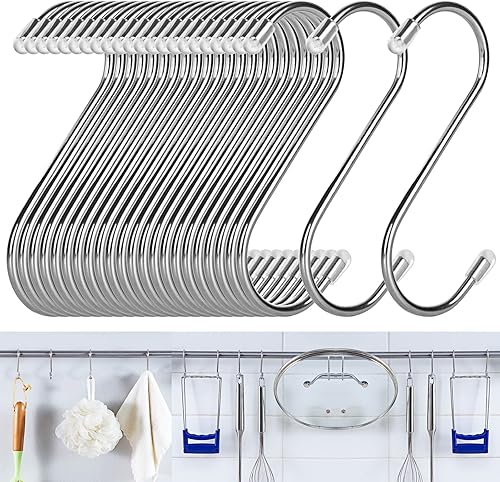 100 ganchos en S para colgar en forma de S de 3.5 pulgadas, ganchos de metal resistentes para utensilios de cocina, plantas, ollas, sartén, tazas,