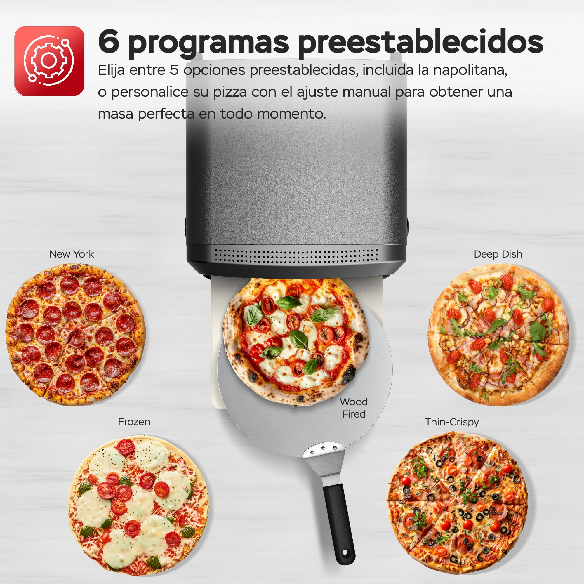 TurboTronic Horno Eléctrico para Pizza 2200W, hasta 450 °C, para Pizzas de 37 cm (14,6"), con Piedra para Pizza, Uso Interior y Exterior, Ideal para Casa, Jardín, Cocina