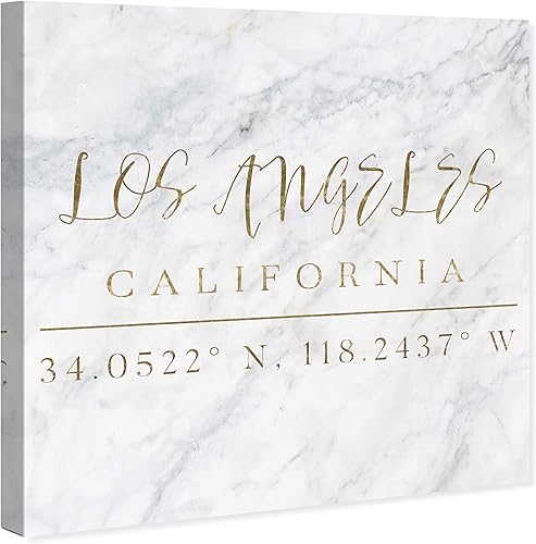Miniatura 2 de The Oliver Gal Artist Co. Lienzo decorativo para pared con diseño de Cities and Skylines 'Los Angeles Coordinates' para decoración del hogar, 30 x