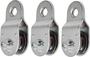 Fixed Single Pulley Block Wheel, Pulley Roller Loading 420 Lbs. Pack of 3