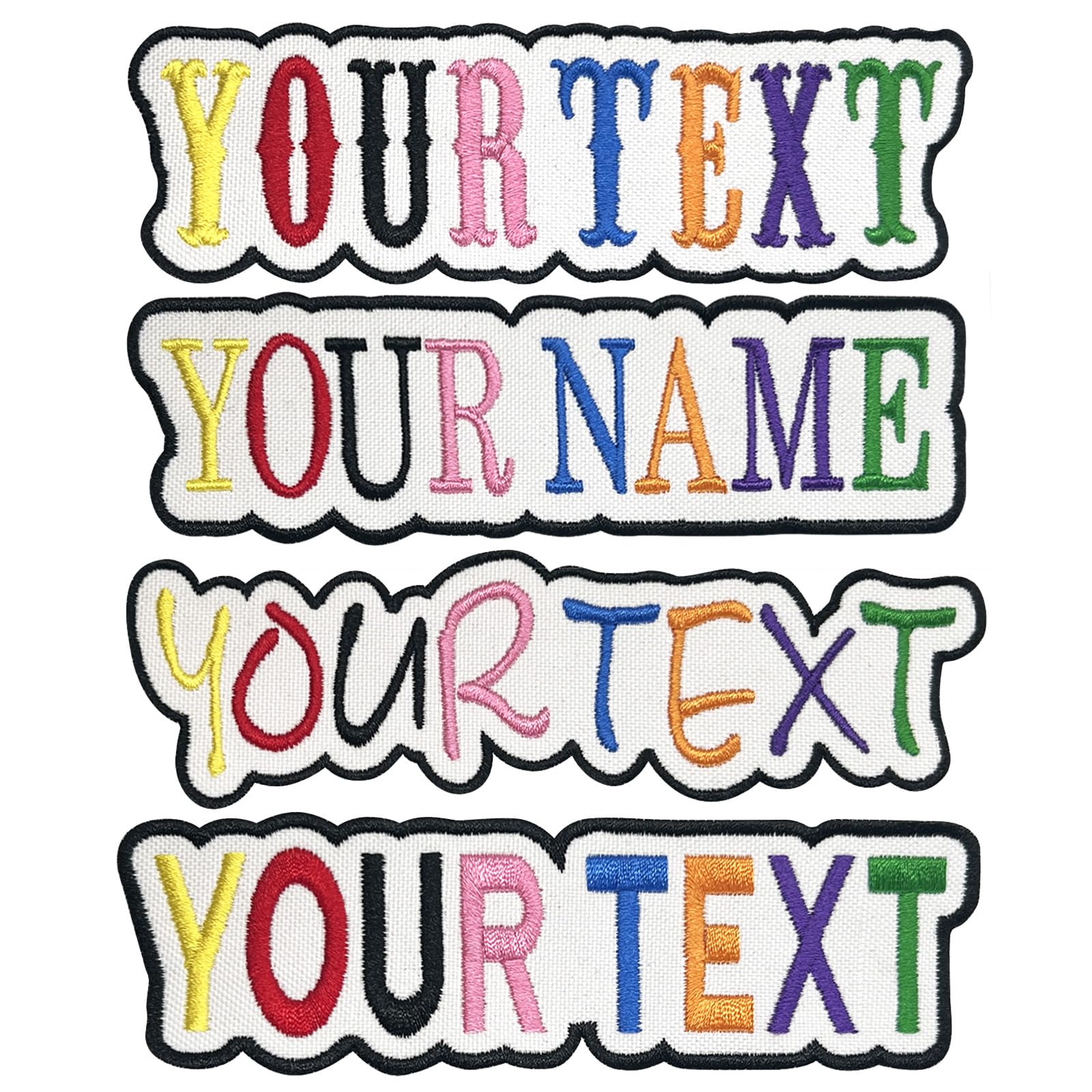 Custom Embroidery Name Patches Personalised Military Name Patch Colorful Personalised Text Badge, Iron on/Sew On Patches for Jackets, Backpacks (Mix Colors-White)