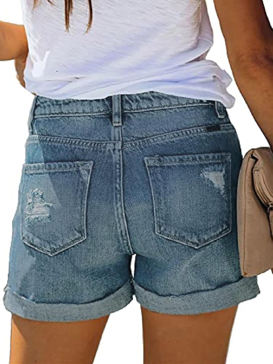 NEYOUQE Women's Denim Shorts High Waisted Ripped Distressed Button Short Frayed Jeans Stretchy Casual Fashion Jean 2025 - Image 3