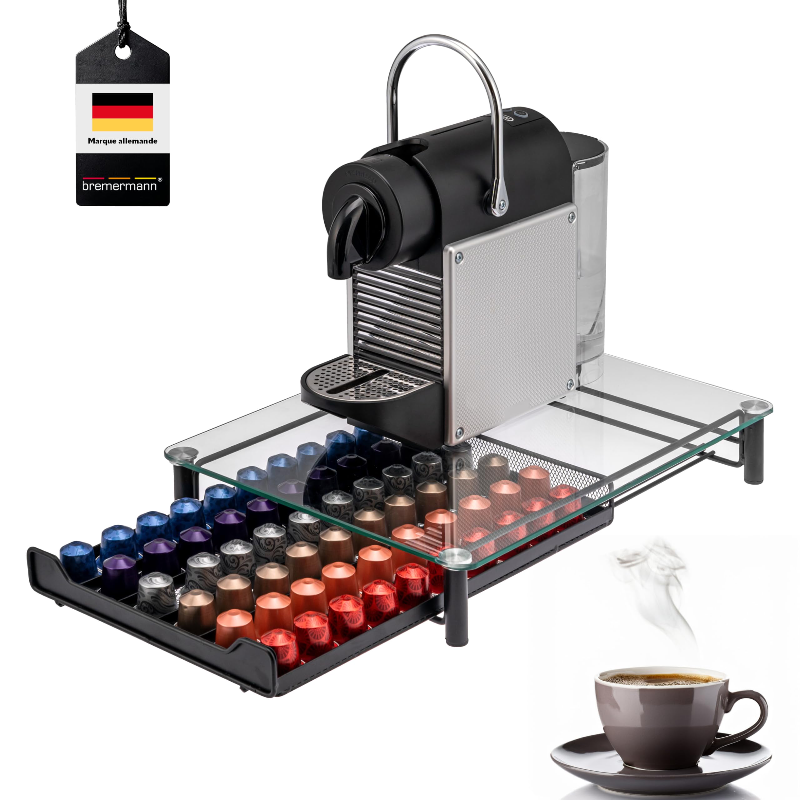 ZoeQide Porte-capsules de café en bois et métal - Organiseur pour 15 à 20 capsules et 40 filtres - Boîte à café avec base en bois pour cuisine, coin café, plan de ZoeQide Porte-capsules de café en bois et métal - Organiseur pour 15 à 20 capsules et 40 filtres - Boîte à café avec base en bois pour cuisine, coin café, plan de
