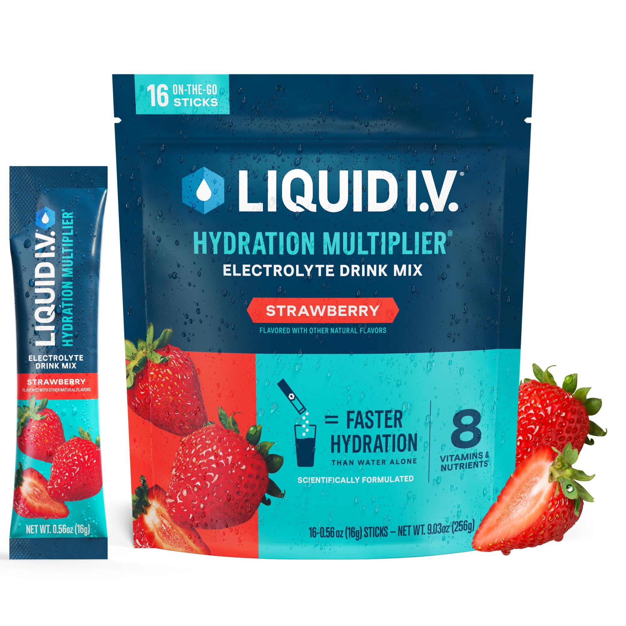 Liquid I.V. Hydration Electrolytes, Strawberry, 16 Count