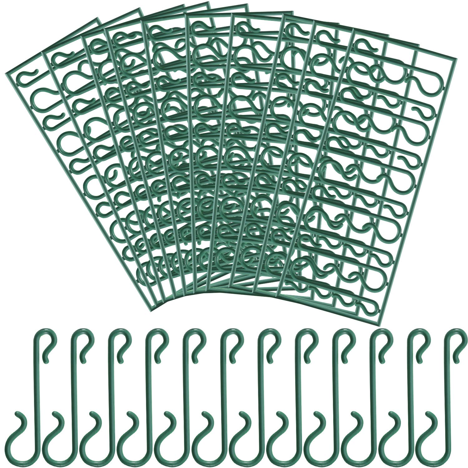 Pangda Green 100 Pcs Christmas Tree Hooks Bauble Hooks Plastic Ornament Mini Hangers For Christmas Tree, Wreath, Xmas Vine