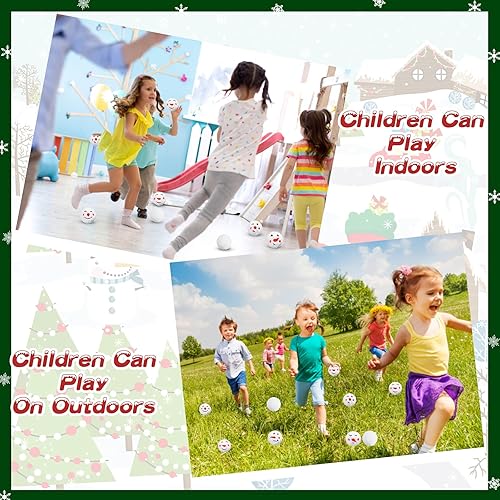 Miniatura 7 de Zhanmai 30 bolas de nieve de Navidad para peleas en interiores, bolas de cara de muñeco de nieve de felpa de Navidad, reutilizables, suaves, bolas