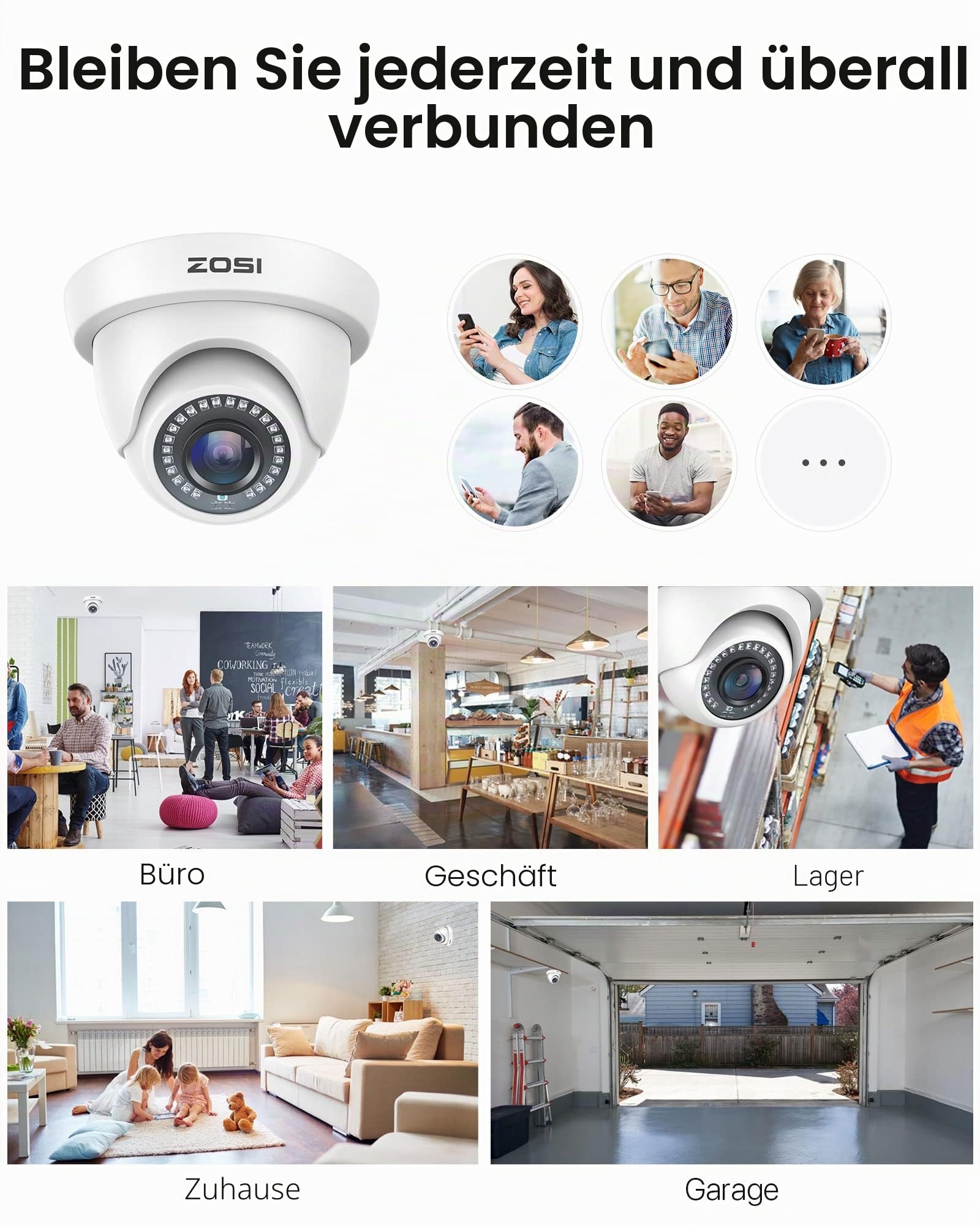 ZOSI 4X Full HD 1080p Dome Video Überwachungskamera Set mit Kabel Netzteil