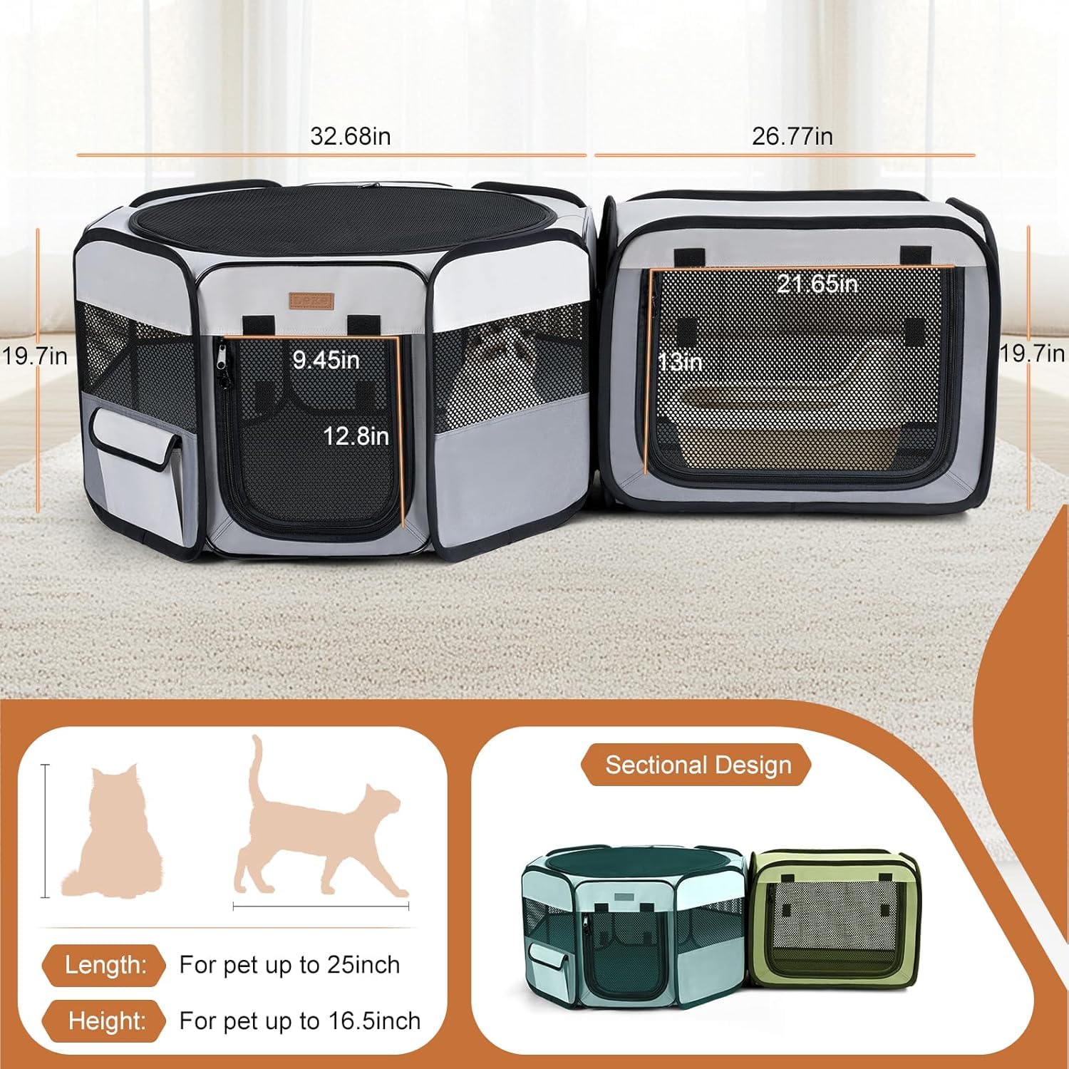 Beccucciolo pieghevole, 155 x 48 cm, portatile, 2 in 1, per interni ed esterni, box per cani con borsa per il trasporto per gatti, cuccioli e piccoli animali, utilizzabile separatamente