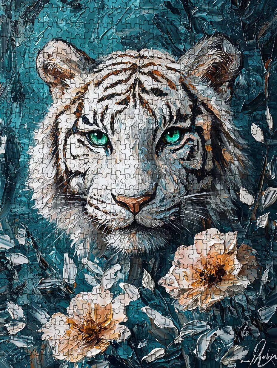 Puzzle 5000 Teile Erwachsene, Jigsaw Puzzle Erwachsene 5000 Teile, WeißEn Tiger Puzzles, Impossible Klassische Puzzles, Herausfordernde Familie Aktivität Spiele, für Home Decor und Geschenke DX0YL2385
