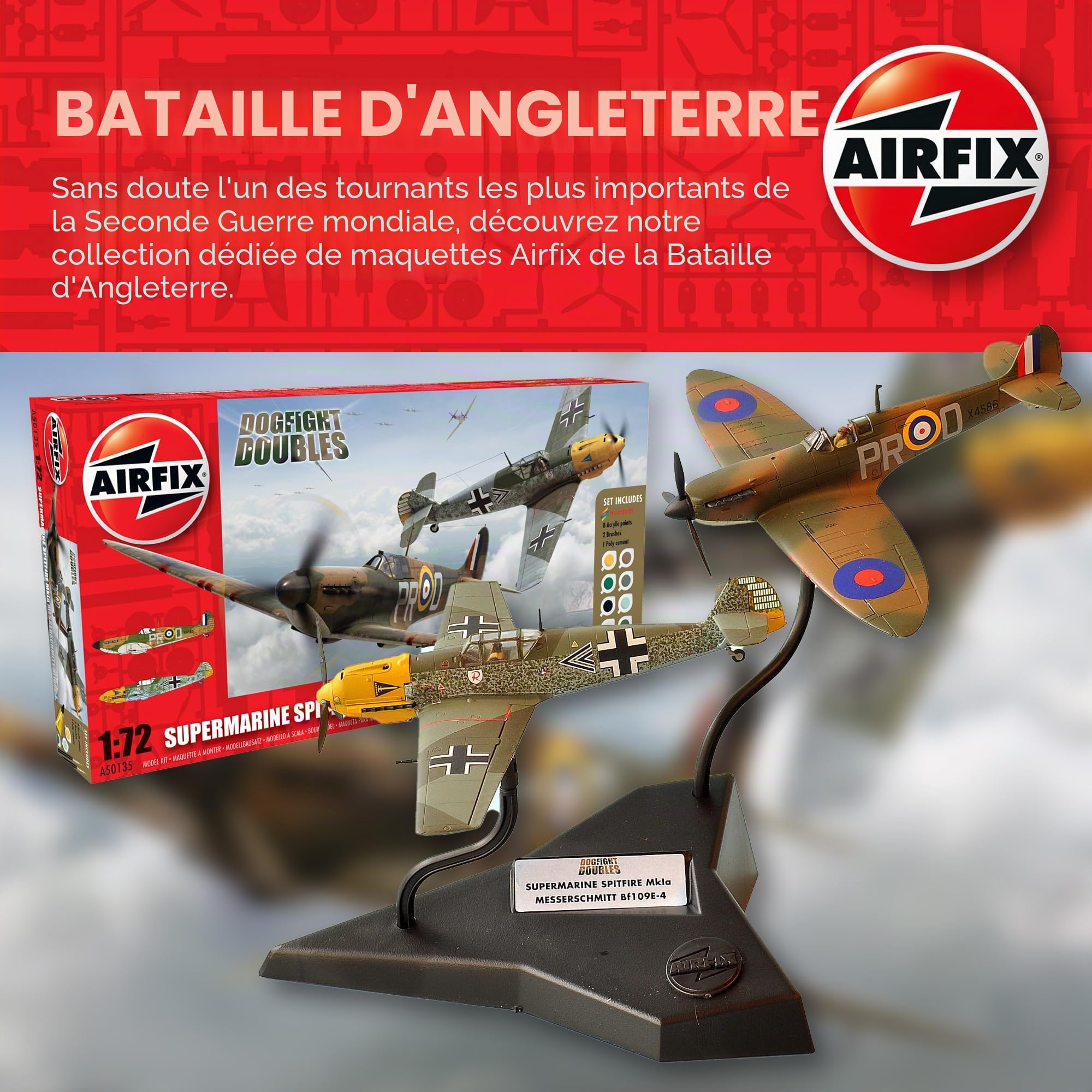 Maquettes d'avions AIRFIX - - Kit miniature A50182 Battle of Britain Memorial Flight, maquette d'avion en plastique à l'échelle 1-72 à construire pour adultes - Idée cadeau pour hommes