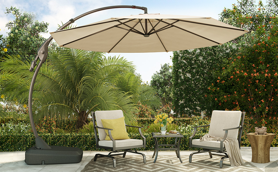 amazon patio umbrella 11 ft Amazon.com : Grand patio 11FT Cantilever Umbrella with Base Outdoor Large  Round Aluminum Offset Umbrella for Patio Garden Backyard (Champagne, 11 FT)  : Patio, Lawn & Garden