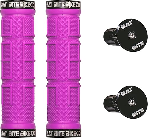 Miniatura 5 de Bat Bite Bike Co. Empuñaduras de manillar de bicicleta de montaña con extremo de barra de aleación, empuñaduras MTB de doble bloqueo, empuñaduras