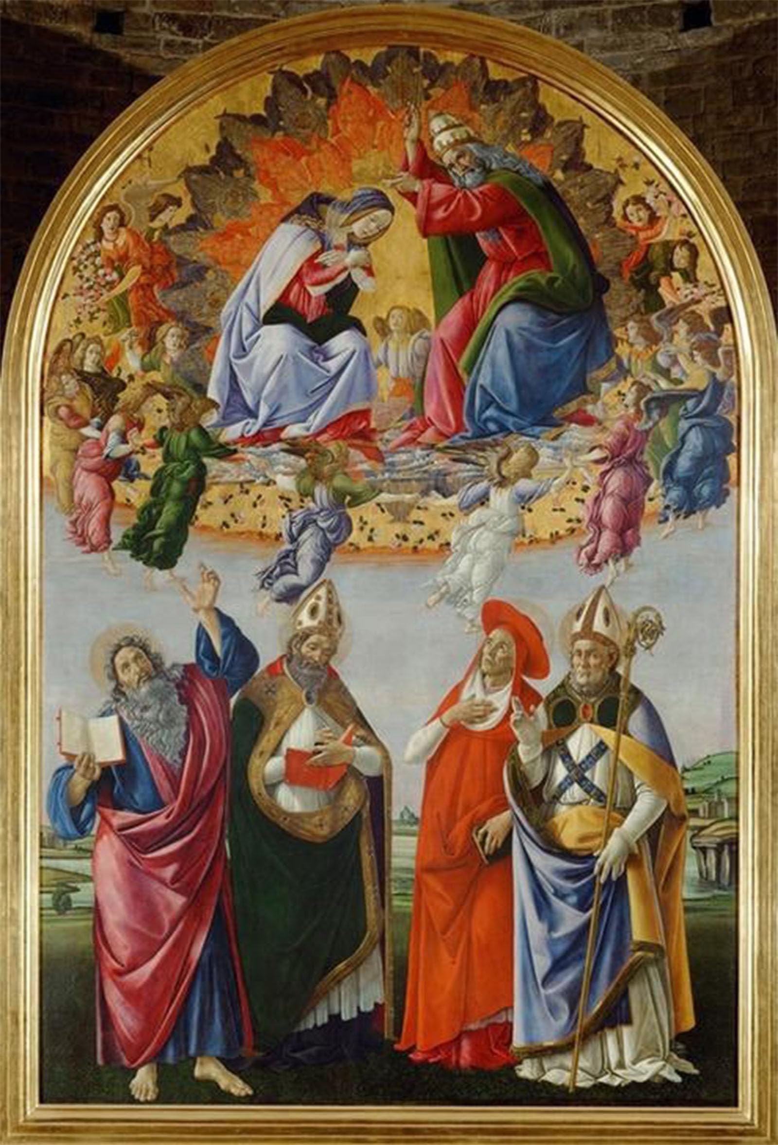 POSTERIIk Famous Print Pop Art Wall Art Graffiti Coronation of mary with four saints by Sandro Botticelli Art Prints for Home Decor 60x90cm