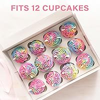 Vista 4 de LotFancy 12 cajas para cupcakes, paquete de 8, recipientes para cupcakes con ventana con capacidad para 96 cupcakes, soportes para cupcakes de grado