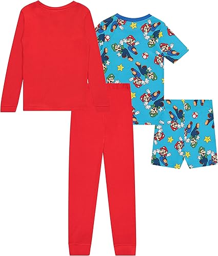 Miniatura 2 de Nintendo Conjunto de pijama de Mario para niños, 4 piezas, pijama de manga corta de Super Mario, conjunto de pijama de manga corta, pantalones