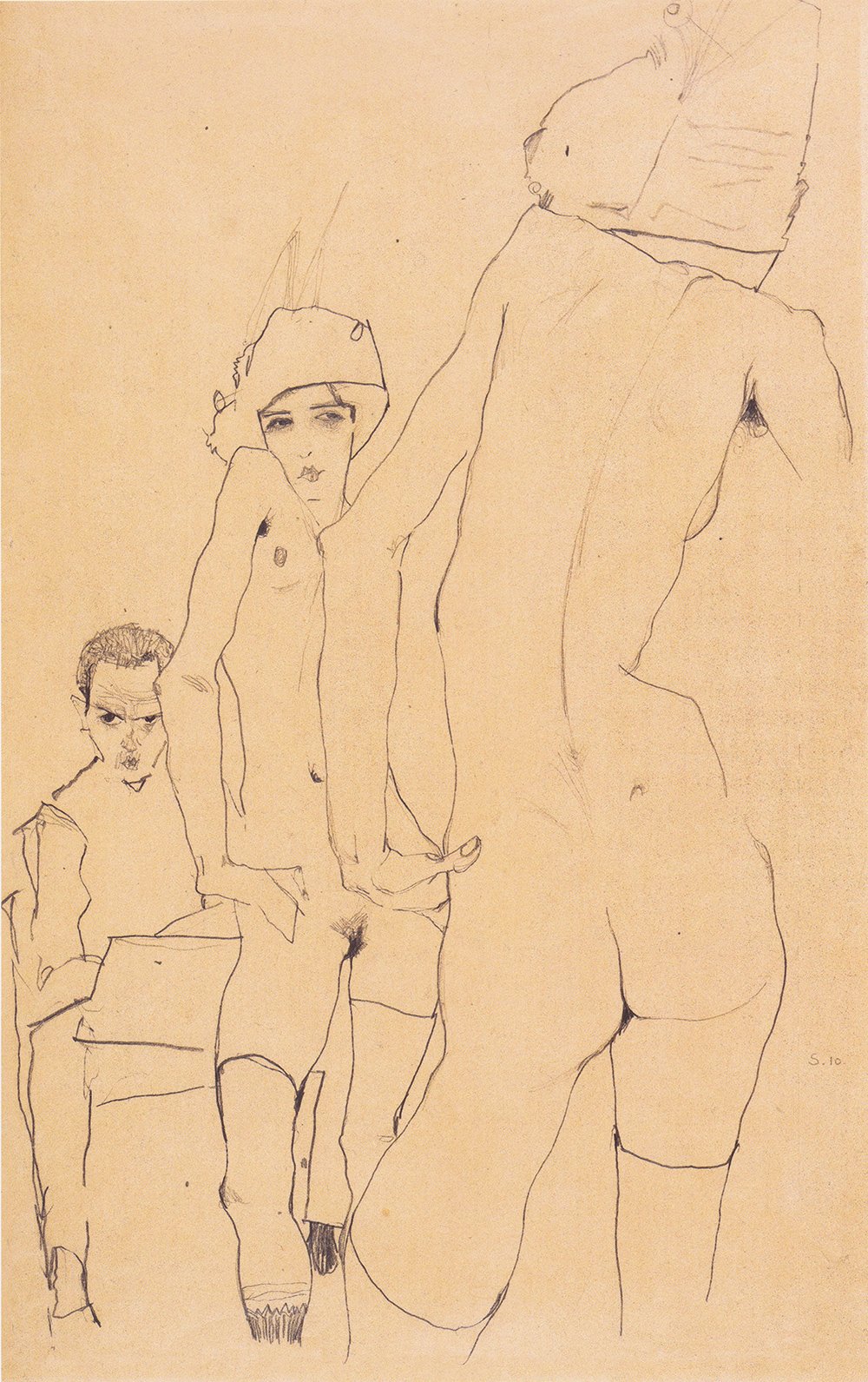 Cuadro Schiele mit Aktmodell para decorar estudios de diseño modernos