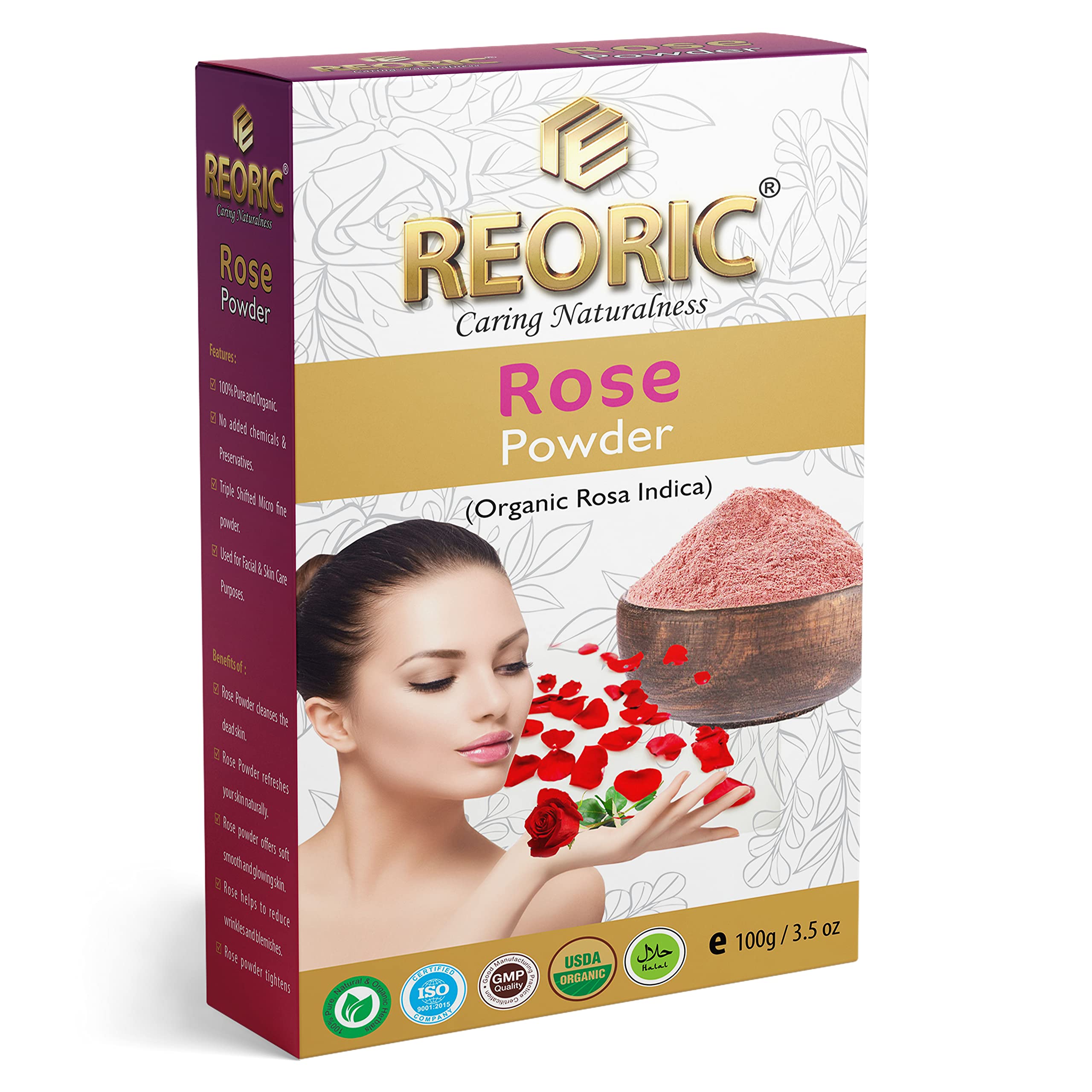 Reoric Rose Petal Powder |Rosoideae |Rosa Centifolia, Gulab for Face Pack, rose petal powder for skin whitening & for Skin Care,Face Pack for Fairness(100g, Pack of 1)