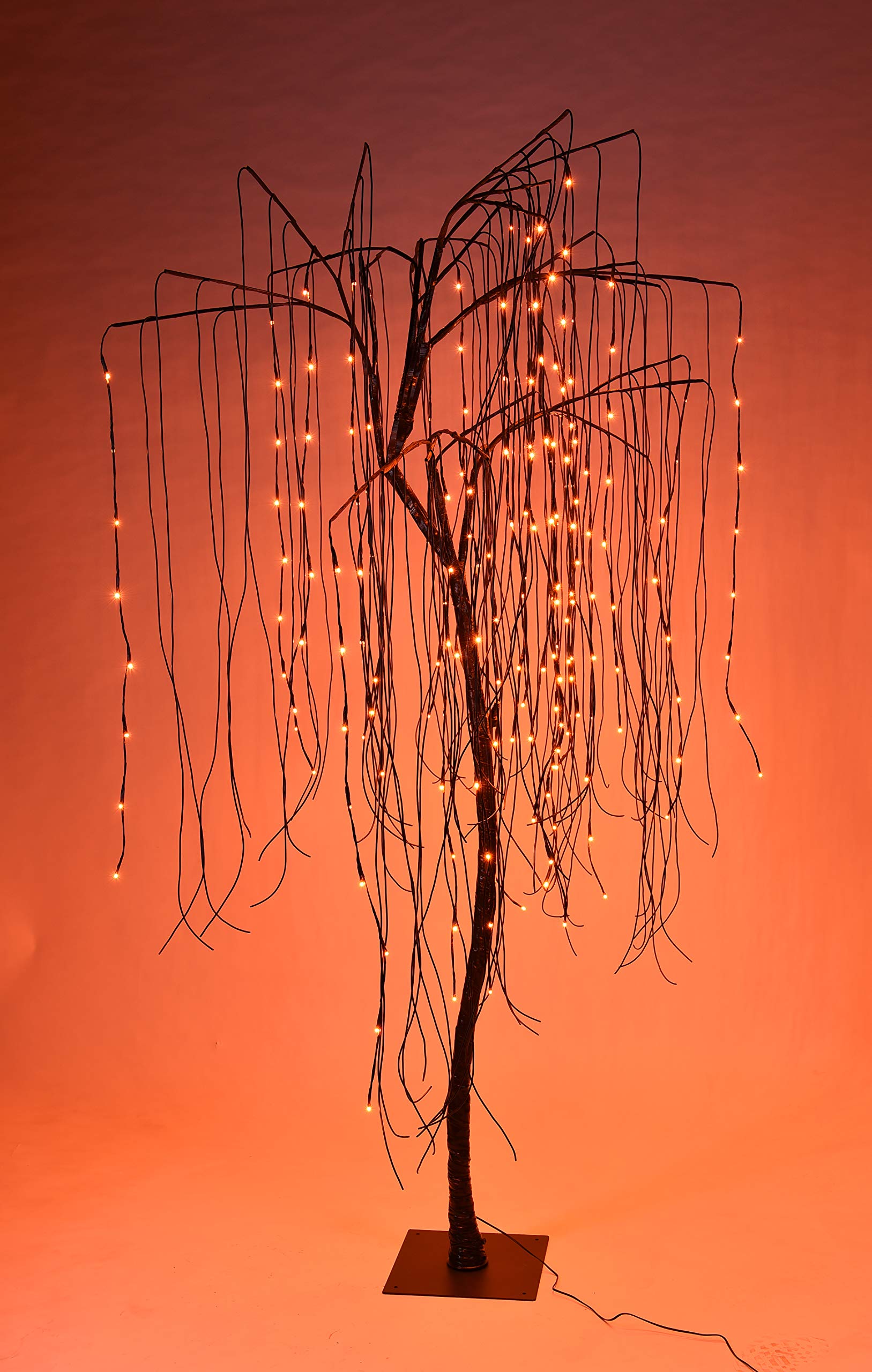 Queens of Christmas Halloween Willow LED Tree, 7', Orange