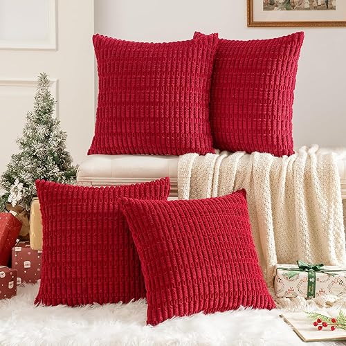 Miniatura 36 de MIULEE Juego de 4 fundas de almohada decorativas de pana estilo bohemio de primavera de 18 x 18 pulgadas para sofá, sala de estar, sofá y cama,