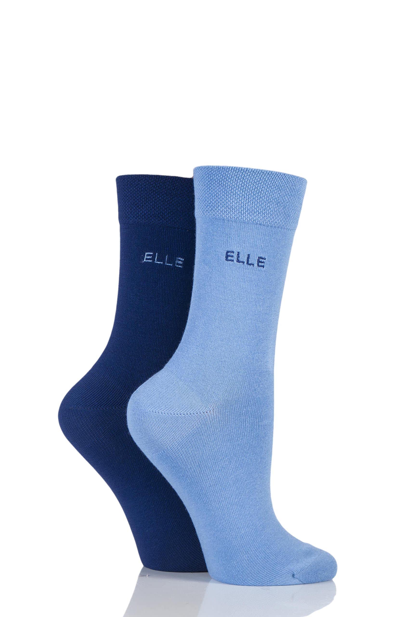 Elle Ladies Bamboo Fibre Socks - Soft, Breathable & Cooling Plain Socks in a Multipack of 2 Pairs Sizes 4-8