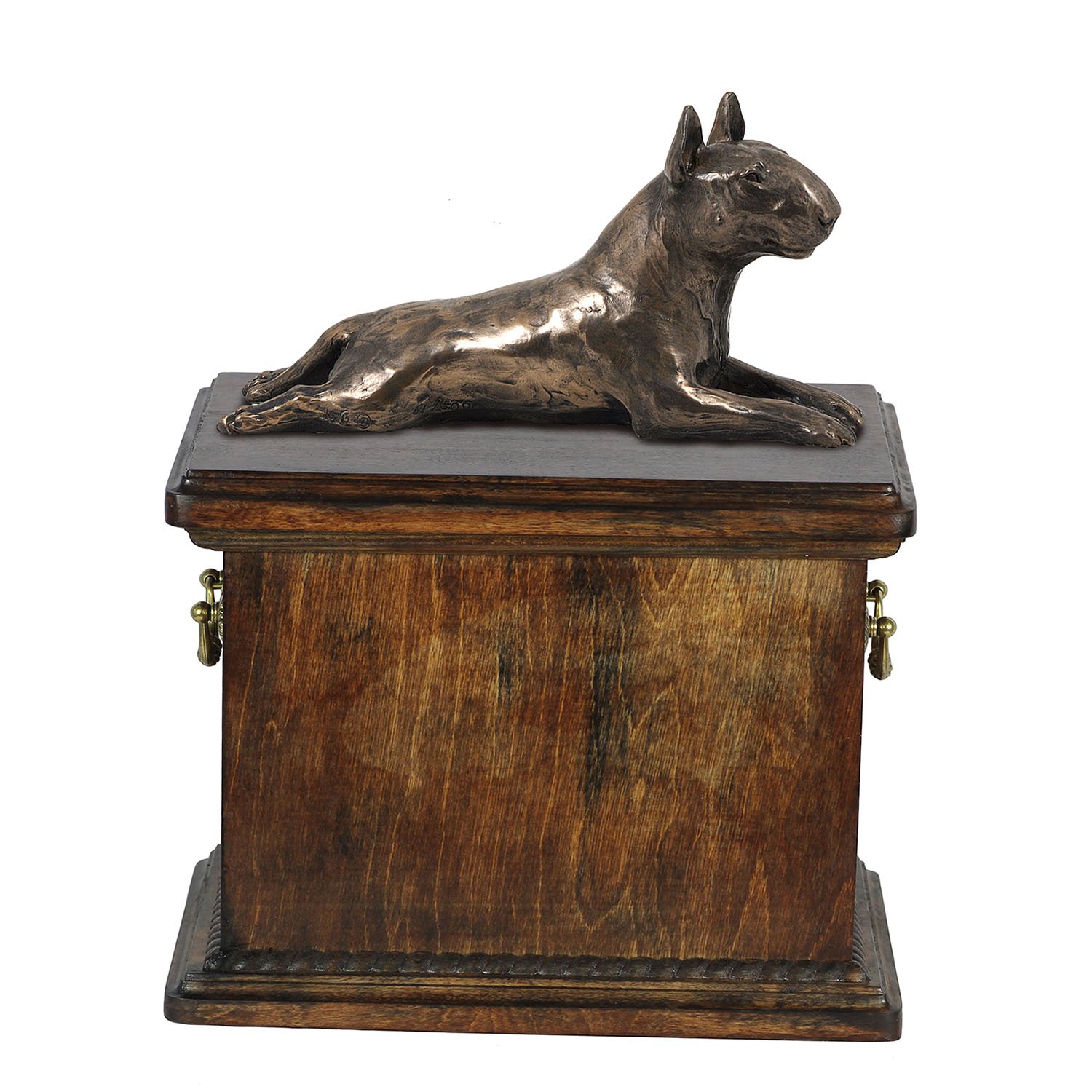 Urne pour chien Bull Terrier statue bronze bouleau pour salon