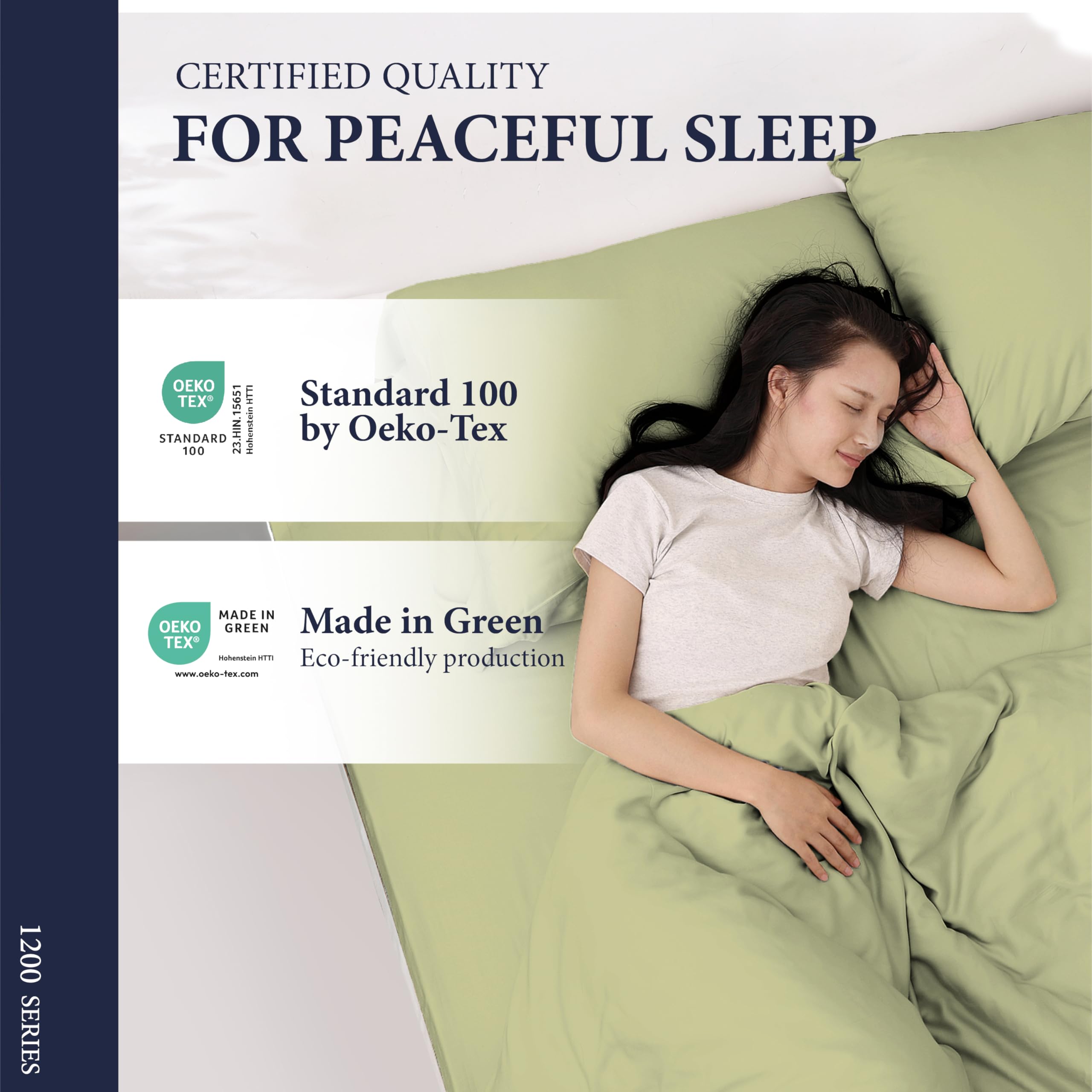 Ashton Sheets Juego de 2 fundas de almohada de algodón egipcio 100 % de tamaño estándar/Queen, fundas de almohada de lujo de la serie 1200 Signature Collection (verde salvia), fundas de almohada de