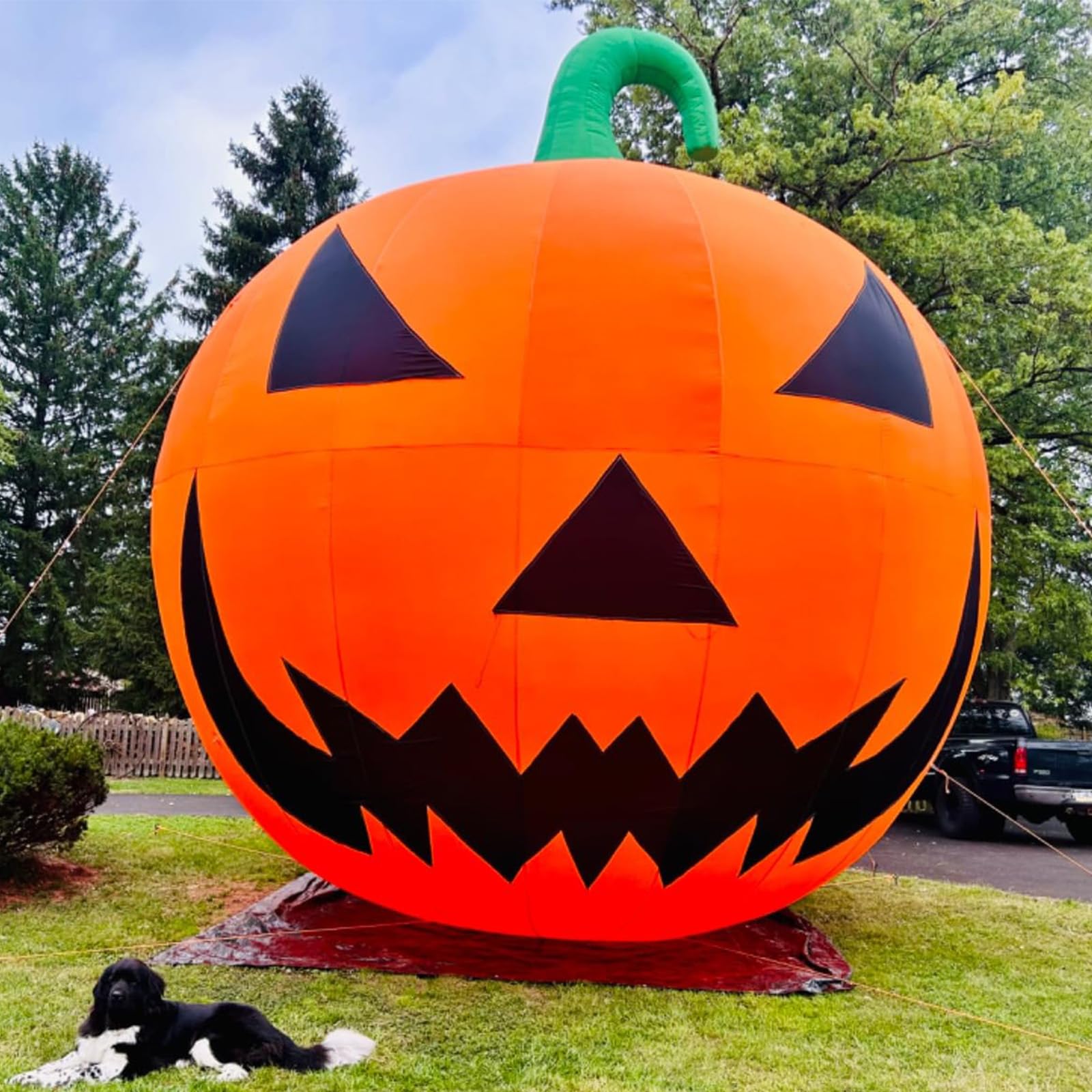 Zucca gigante gonfiabile di alta qualità per Halloween, con soffiatore, decorazioni per Halloween, decorazione per esterni, cortile, prato, feste di Halloween (senza luci LED integrate)
