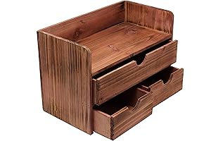 Premium Cherry Wood Desk Organizer: Rustic Elegance for Your Workspace