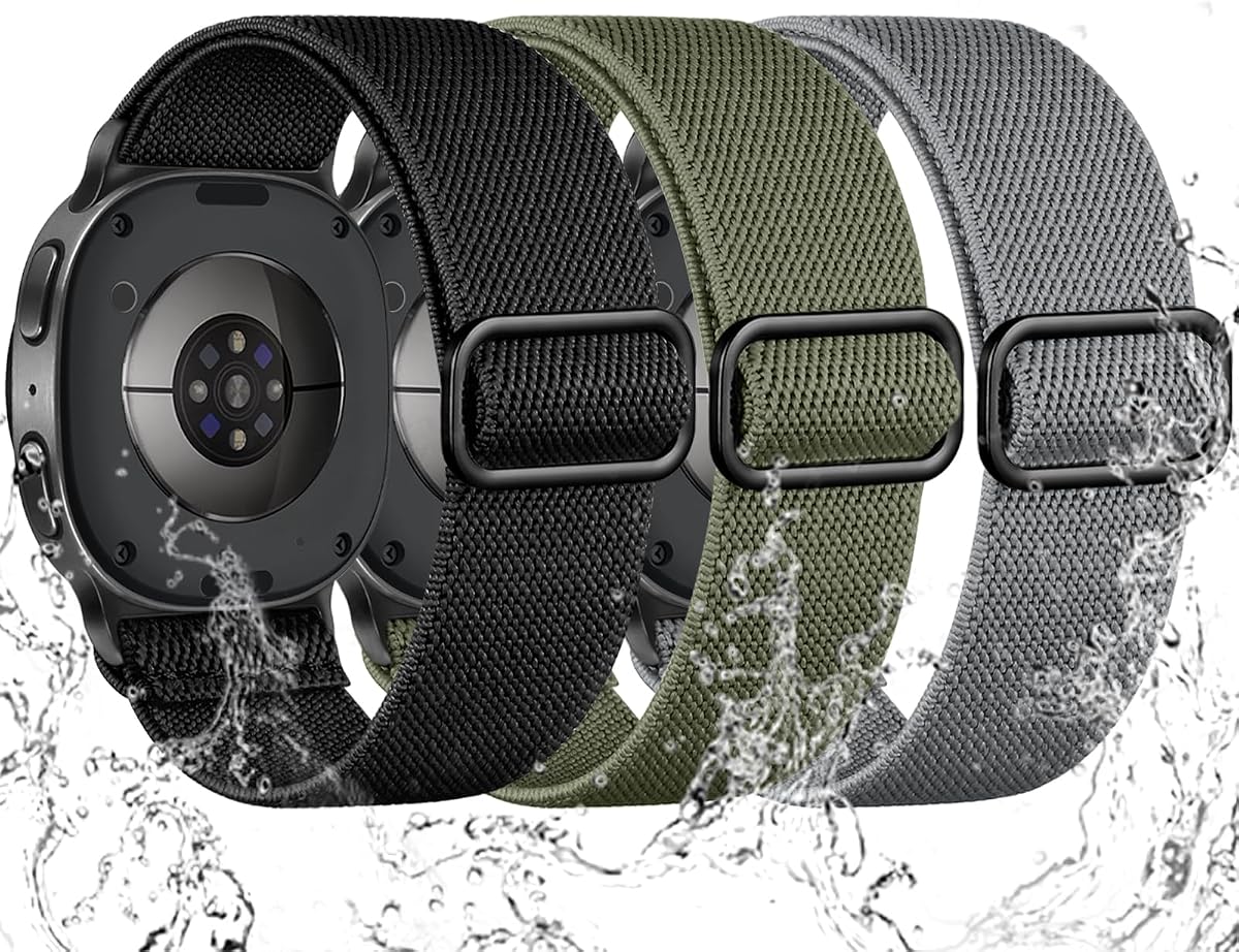 Maledan Stretchy Bands for Samsung Galaxy Watch 8 Band/Galaxy Watch 9 Band Men Women, 3 Pack Nylon Waterproof Sport Strap Elastic Wristband for Samsung Watch 8/9 44mm 40mm/ Galaxy Watch 8 Classic 46mm