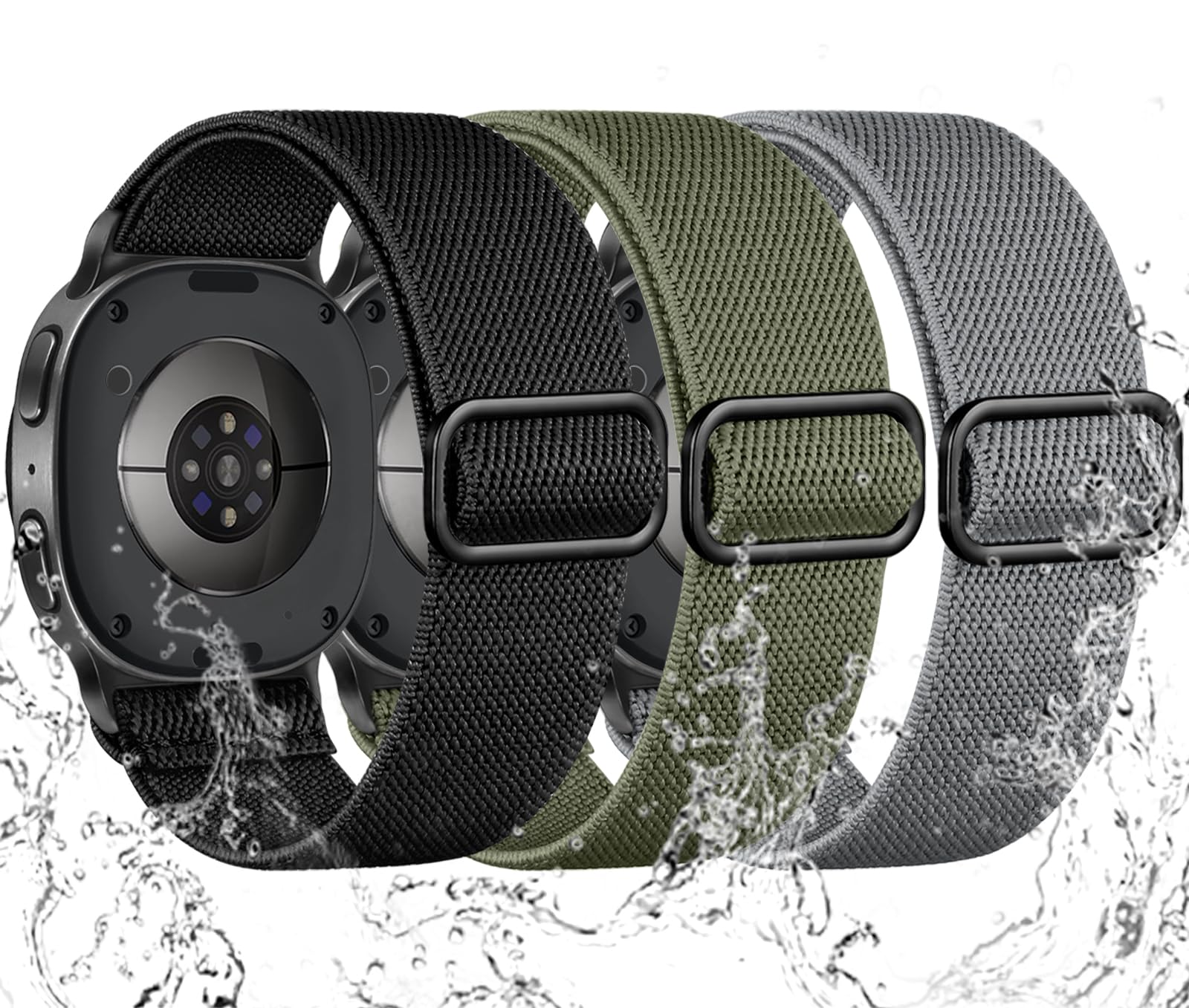 Photo 1 of Maledan Stretchy Bands for Samsung Galaxy Watch 8 Band/Galaxy Watch 8 Classic Bands Men Women, 3 Pack Nylon Waterproof Sport Strap Elastic Wristband for Samsung Watch8 44mm 40mm/ Watch8 Classic 46mm