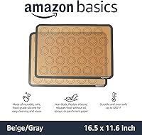 Vista 2 de Yaxa Basics Alfombrilla de silicona para hornear macarons, antiadherente, apta para alimentos, 16.5 x 11.6 pulgadas, beige/gris, paquete de 2
