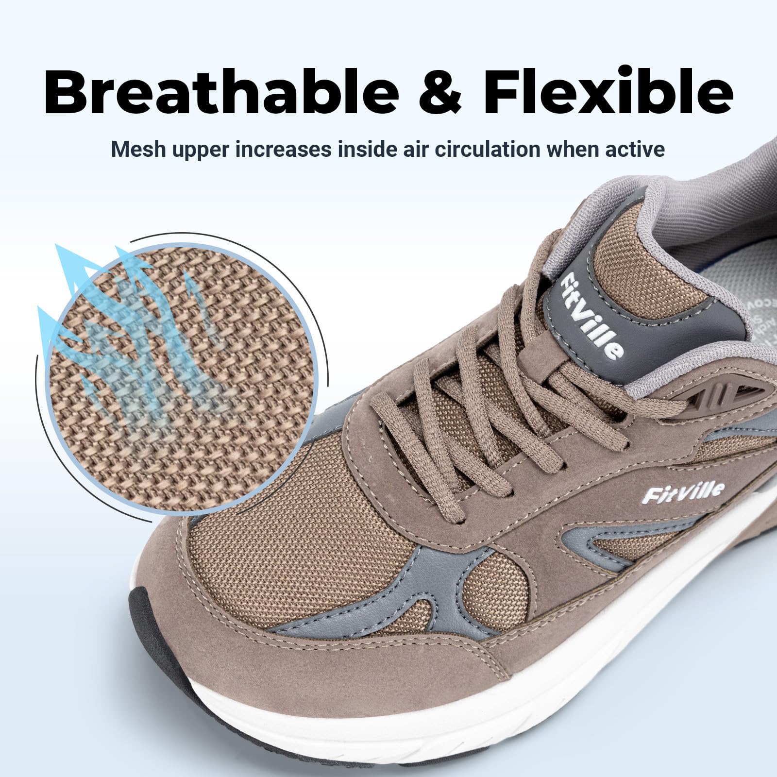 FitVille Chaussures Sport Homme Pied Large Baskets Running Antidérapant Respirant Course Jogging Marche