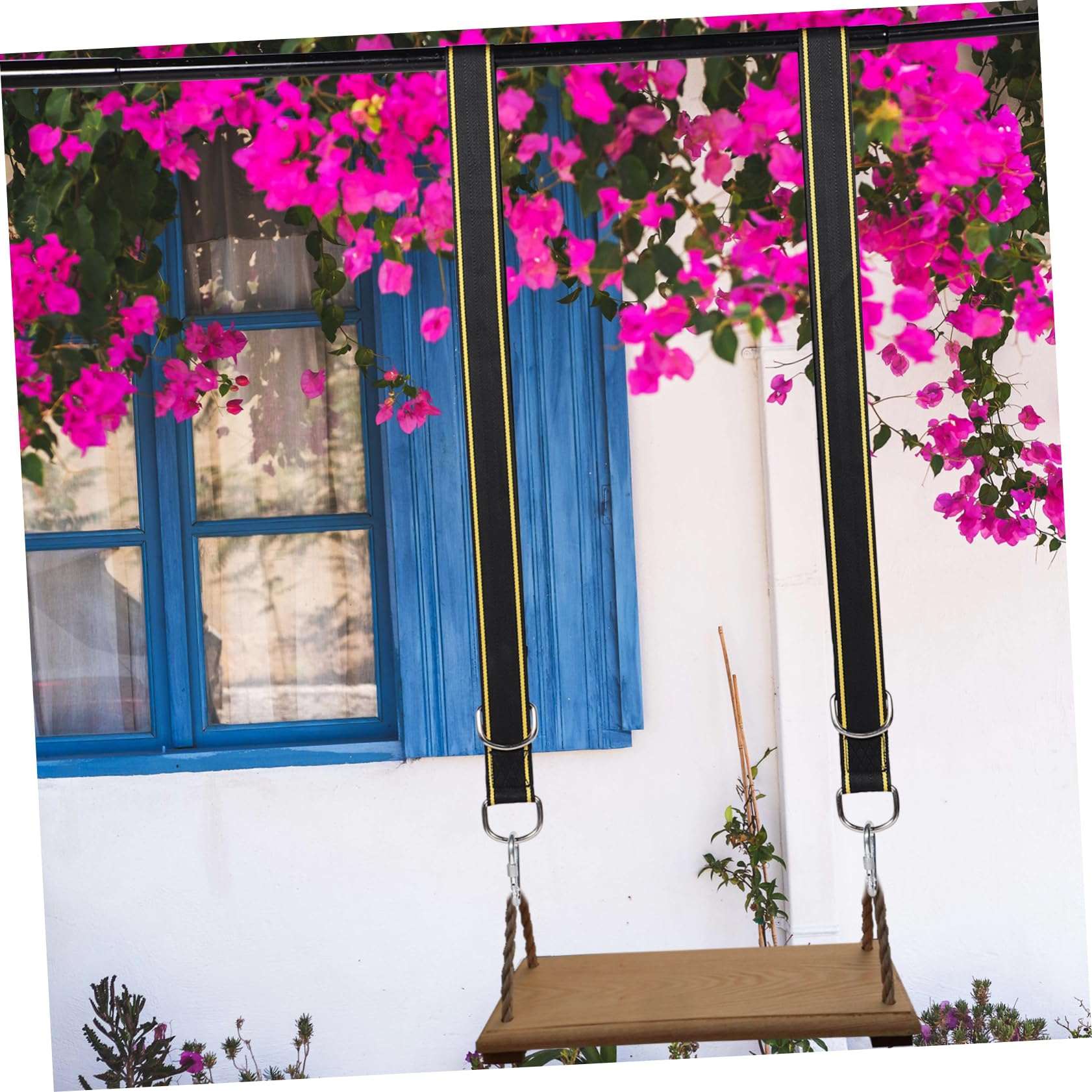 HEMOTON 1 Set Outdoor Hammock Strap Kit Durable Swing Rope for Hanging Chairs Porch Swings Easy Installation Safe and Strong Bearing Capacity Striped Design