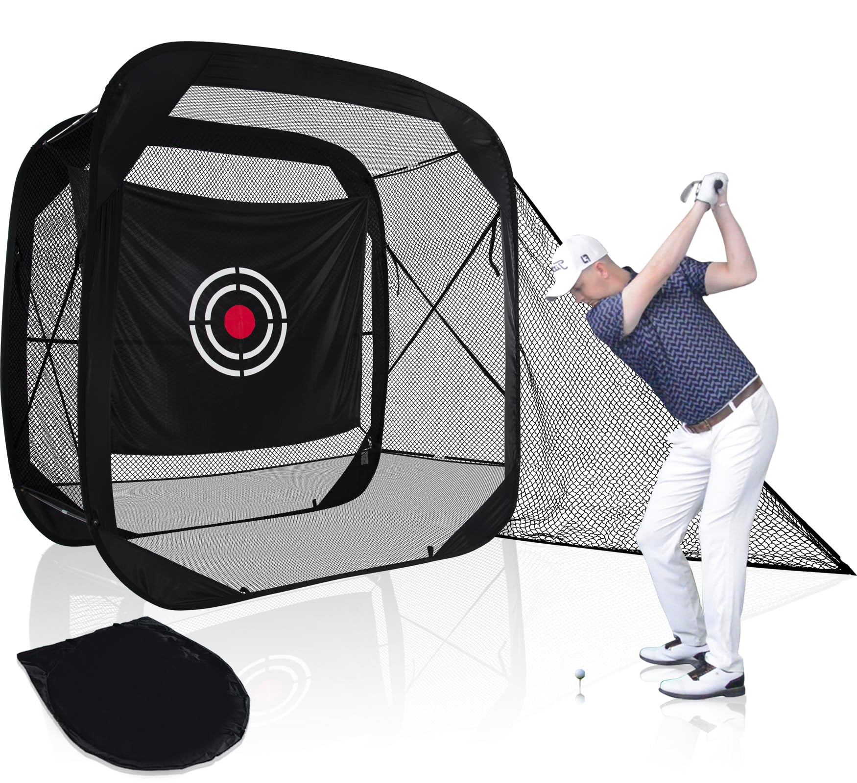 Kapler Red de Golf,2.1x2.1x1.2 m Red Golf, Red de práctica de Golf Pop-up, Negro, Red de Golf portátil
