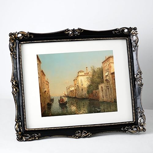 Miniatura 5 de Funerom Marcos de fotos vintage de 11 x 14 pulgadas con frente de cristal, marco adornado, marcos de fotos antiguos para mesa o colgar en la pared,