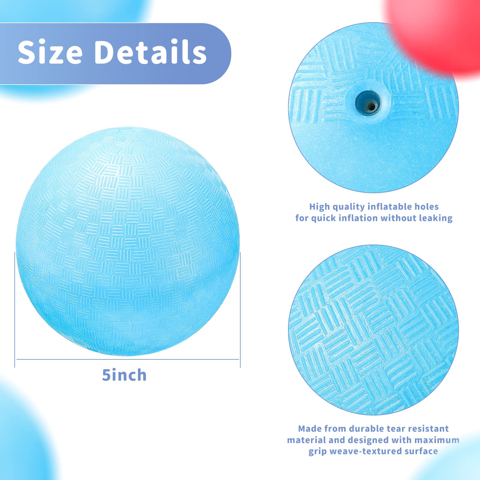 Civaner 2 Pack of 5 Inch PVC Made Dodgeball Balls, Red Blue, Suitable for Kids Outdoor Play, Exercise, Yoga - Image 2