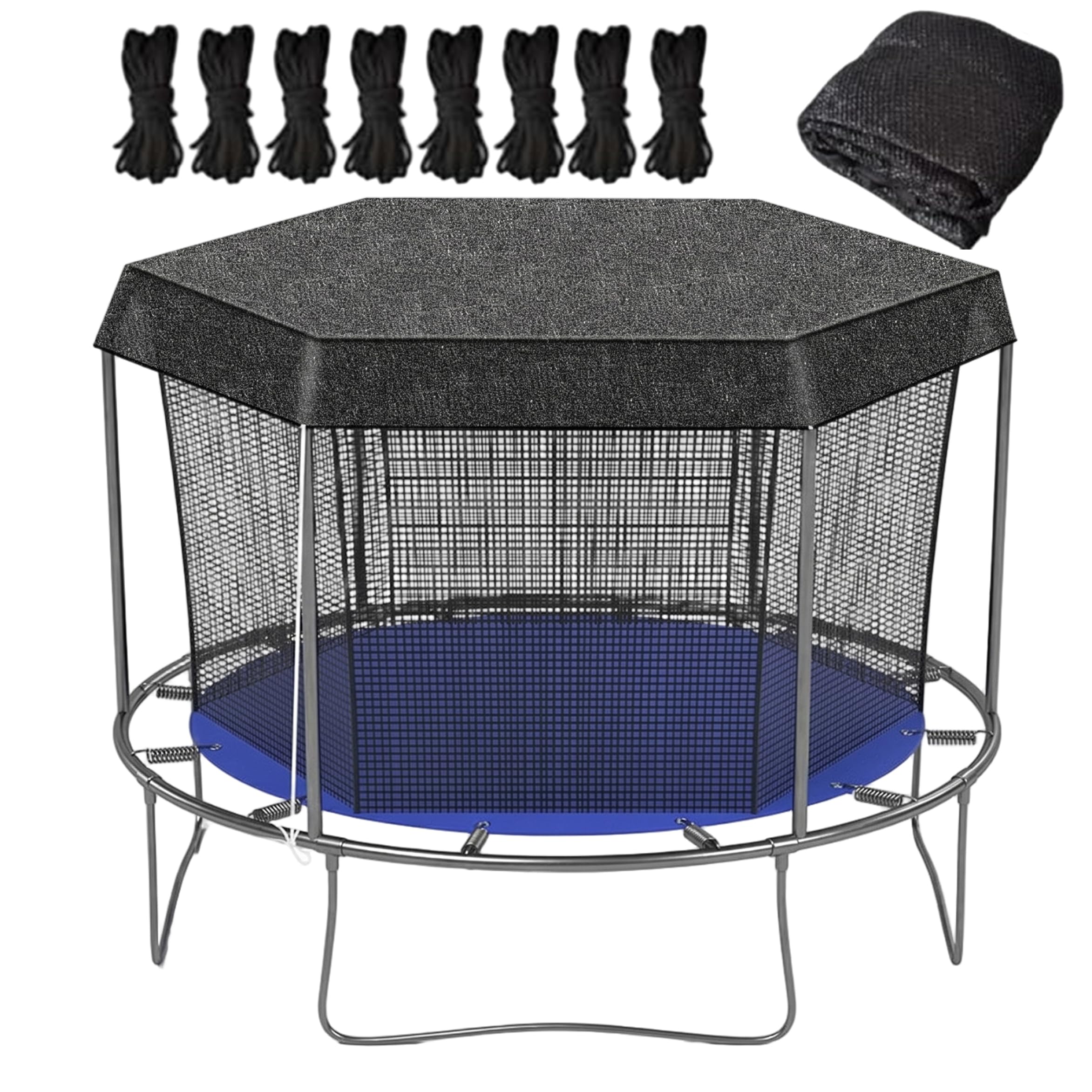 Trampoline Shade Cover, Uv-blocking High-density Polyethylene Trampoline Canopy For 10ft Round Trampolines (8-pole Frame).