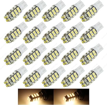 T10 Wedge 921 194 28-3528 SMD LED Bulb lamp DC 12V for RV/Travel Trailer 20 pieces Warm White