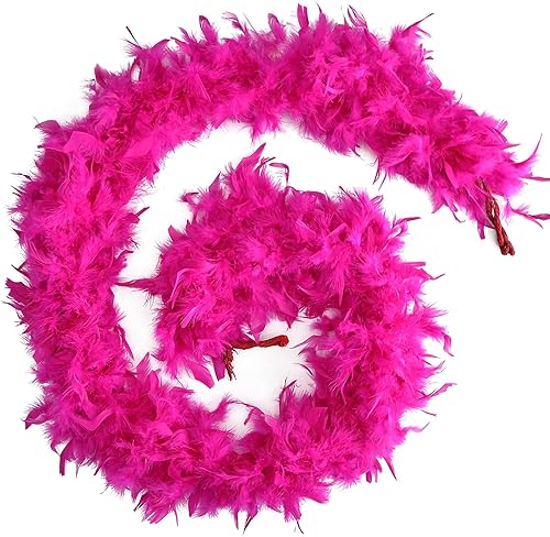 FeelfunFeather Boa de plumas de pavo de 2 yardas para manualidades, boda, fiesta, baile, Halloween, Navidad, disfraz para decoración del hogar