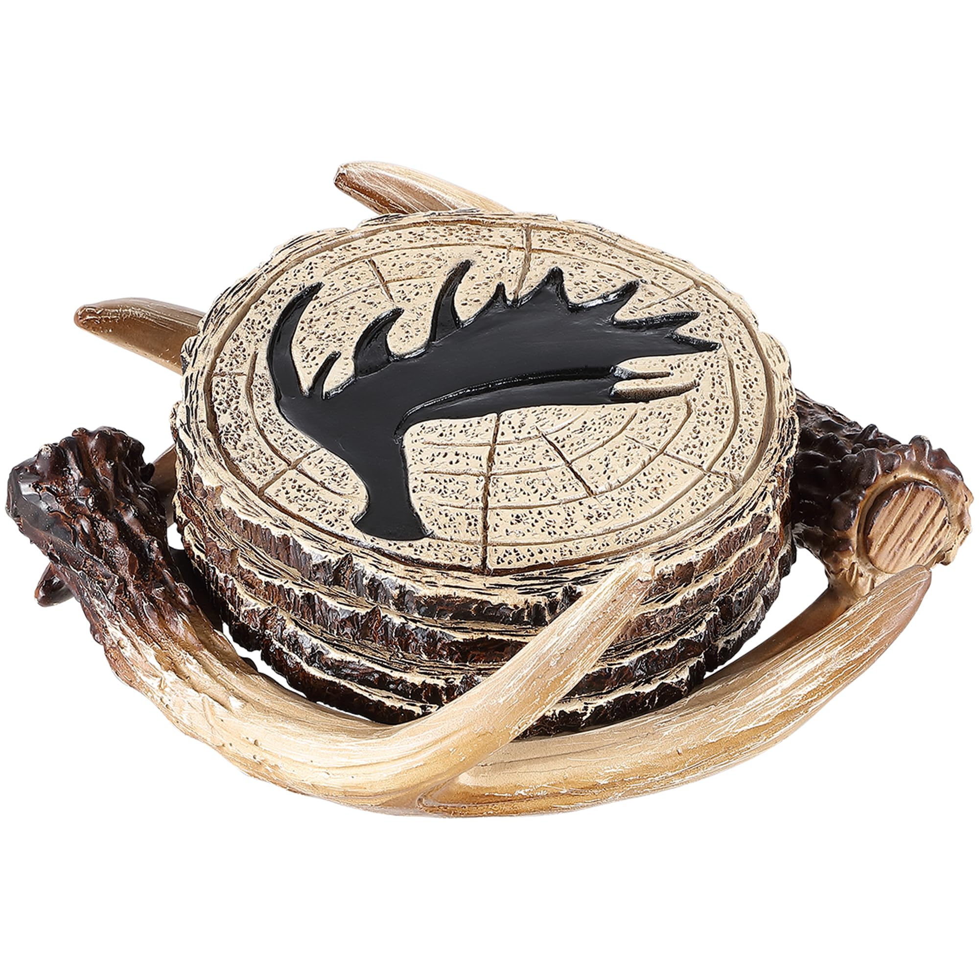 OLHAPZP Deer Antler Drink Coaster-Set of 4 Pieces Hunting Coasters-Outdoors Rustic Cabin Theme for Coffee Table Home Table with Storage case,4 * 4 Inch