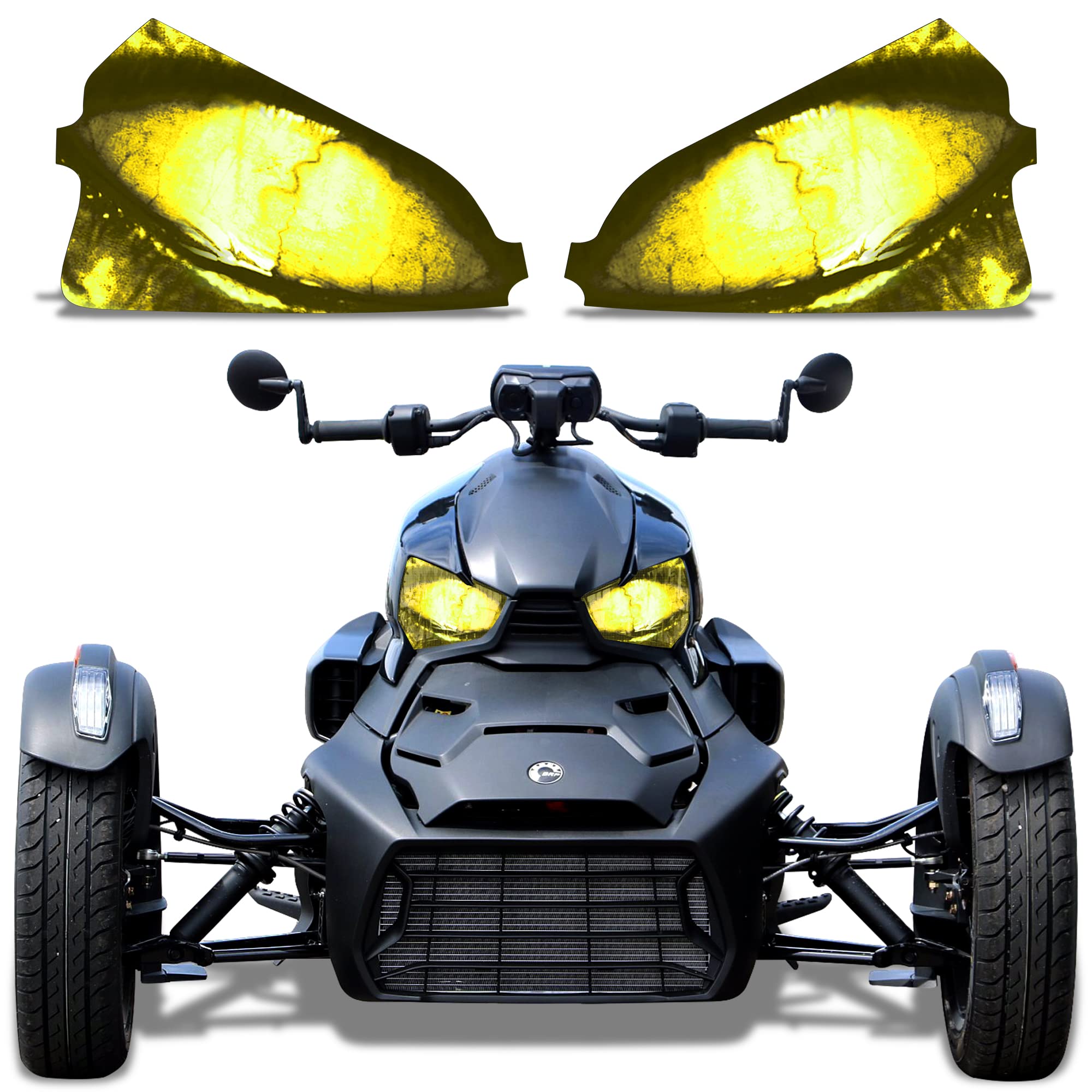 AMR Racing Roadster Headlight Eye Graphics Decal Cover Compatible with Can-Am Ryker 2019-2022 - Corrupt Yellow, (AMR22389)