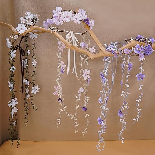 Miniatura 6 de Diadema de flores para mujeres - Corona floral de hadas para princesa, diadema floral para Renacimiento, feria renacentista, cosplay de boda